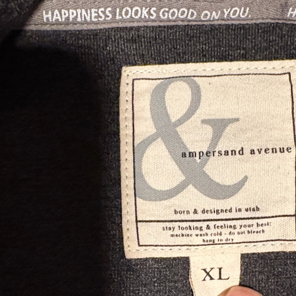 AMPERSAND AVE Dark Gray & Burnt Orange Hoodie - from Mindy Mae’s Market - Picture 2 of 3